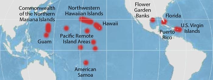 EPA Map of Coral Reefs