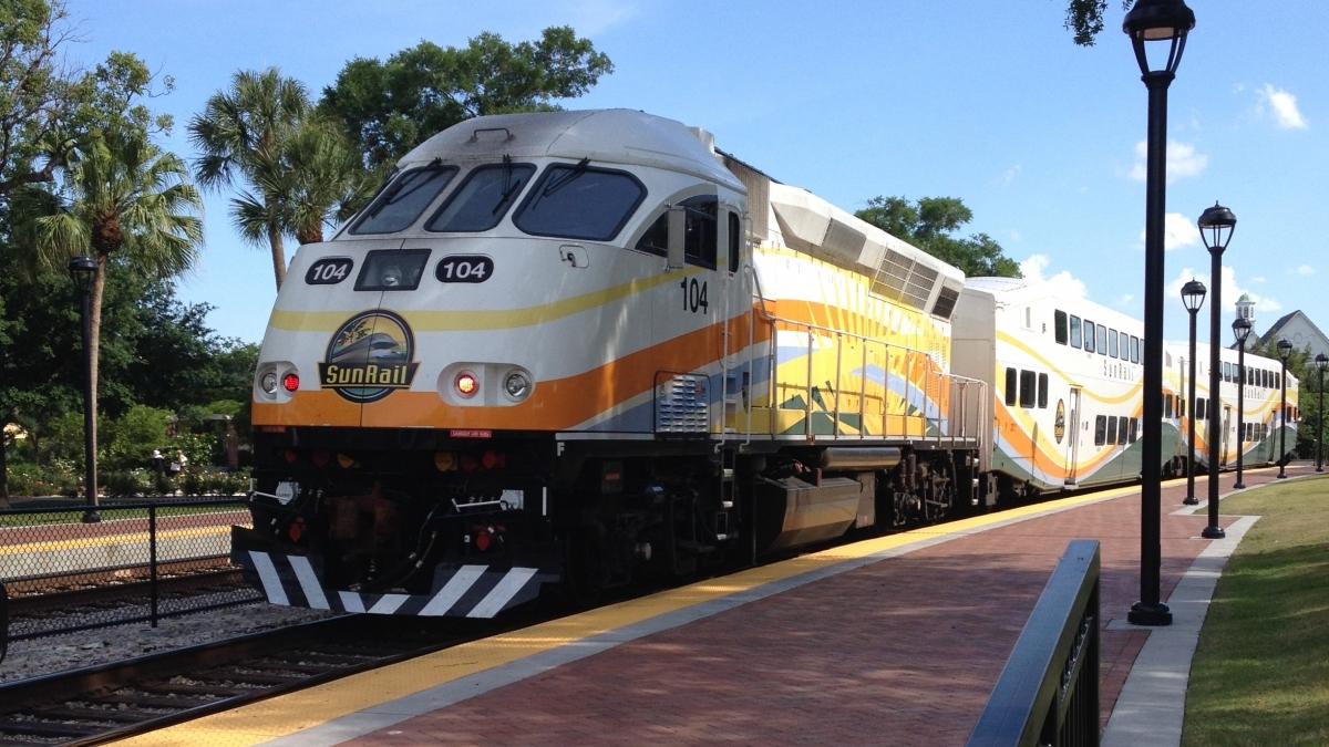 SunRail  train  leaving  Winter  Park  Station 