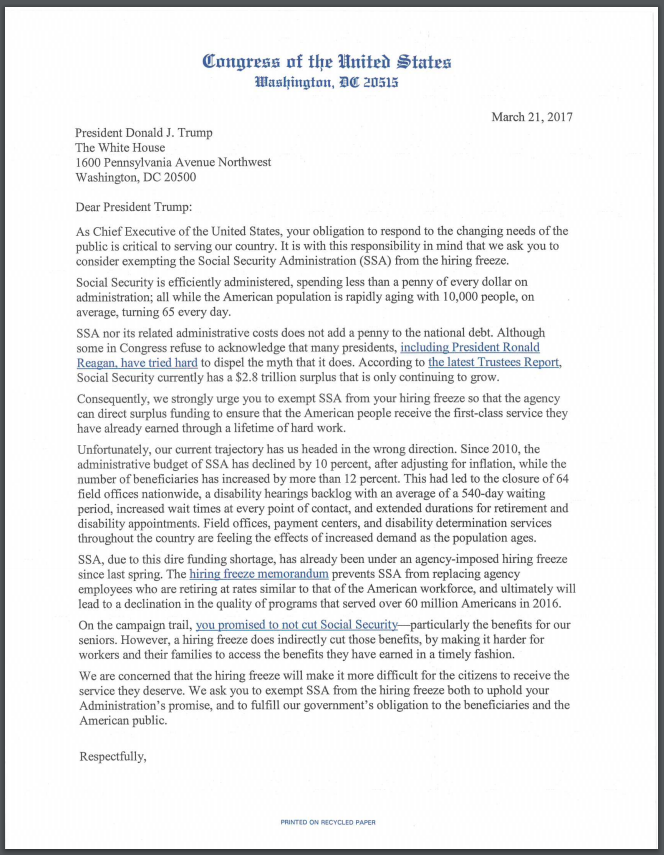 SSA Hiring Freeze Letter A 